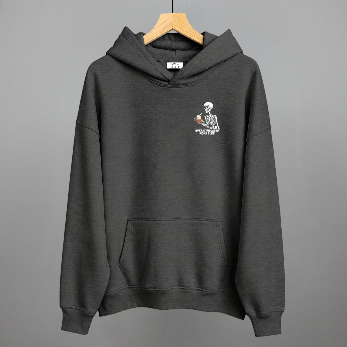 Overstimulated Moms Club (Skeleton + Coffee) (Left Chest)