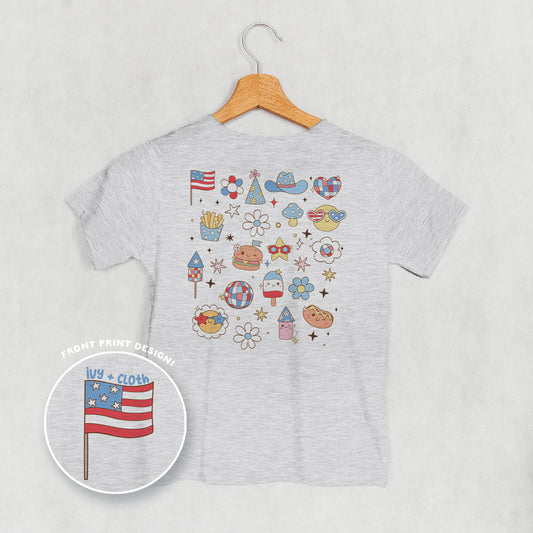 Patriotic Retro Doodles (Kids Back Print)