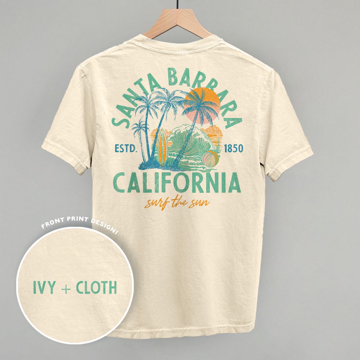 Santa Barbara, CA Surf The Sun (Back Print)