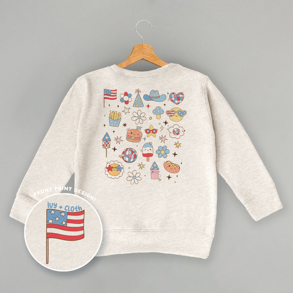 Patriotic Retro Doodles (Kids Back Print)