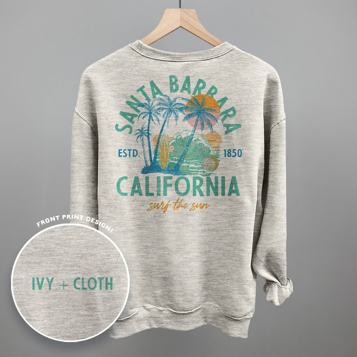 Santa Barbara, CA Surf The Sun (Back Print)
