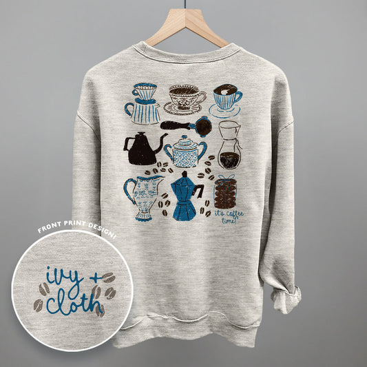 Blue & Brown Coffee Doodles (Back Print)