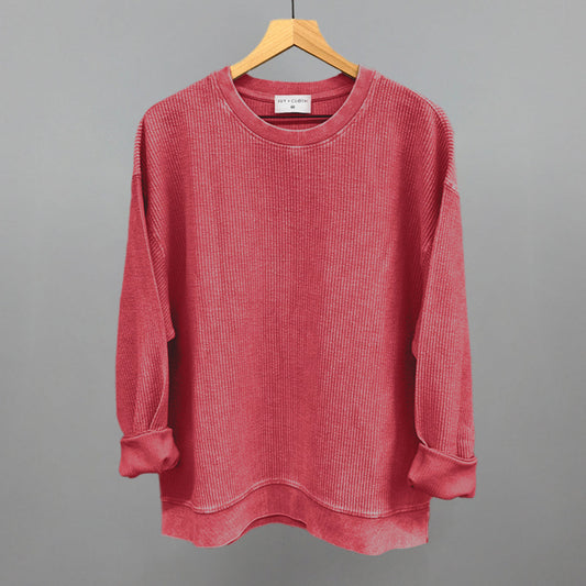 Red Oversized Corded Crew
