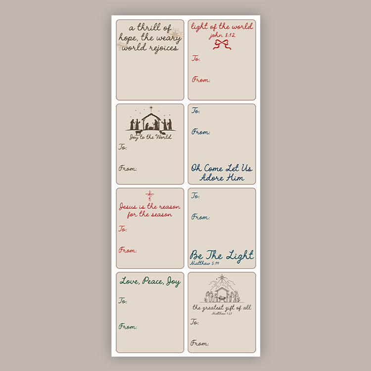 Faith Holiday Tags (Sticker Sheet)