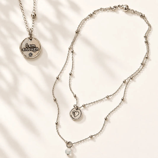 I Am Enough Heart Dainty Necklace