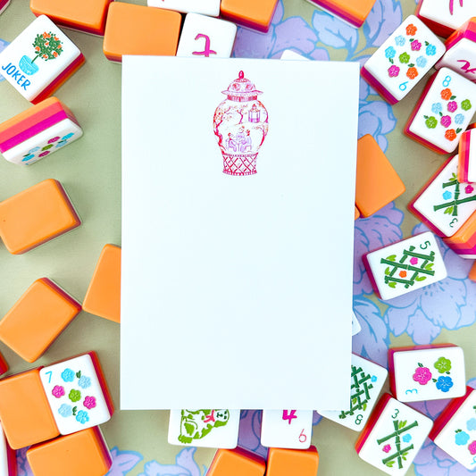 Orange Mahjong Ginger Jar Notepad