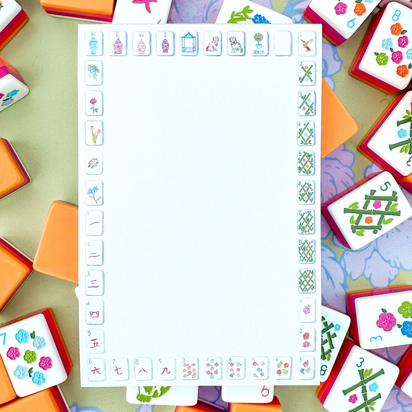 Sunset Mahjong Tiles Border Notepad