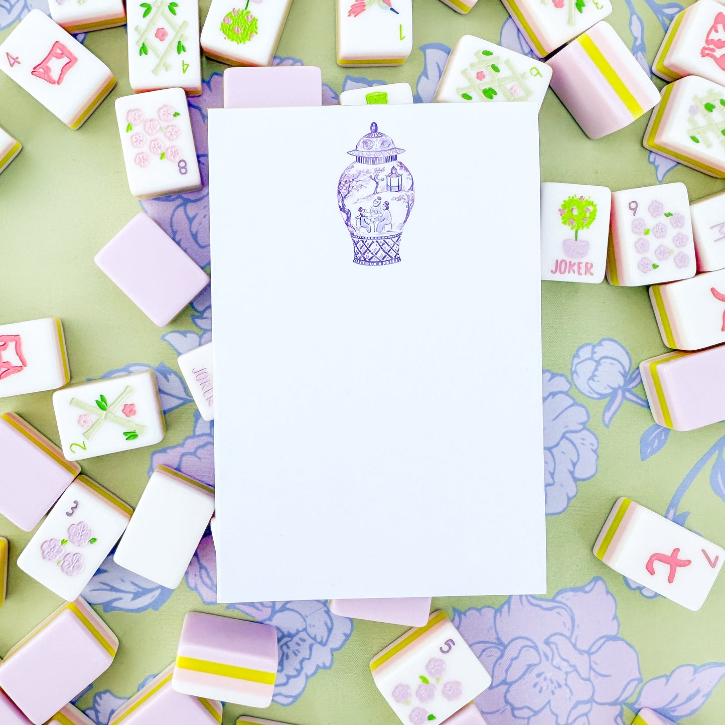 Purple Mahjong Ginger Jar Notepad