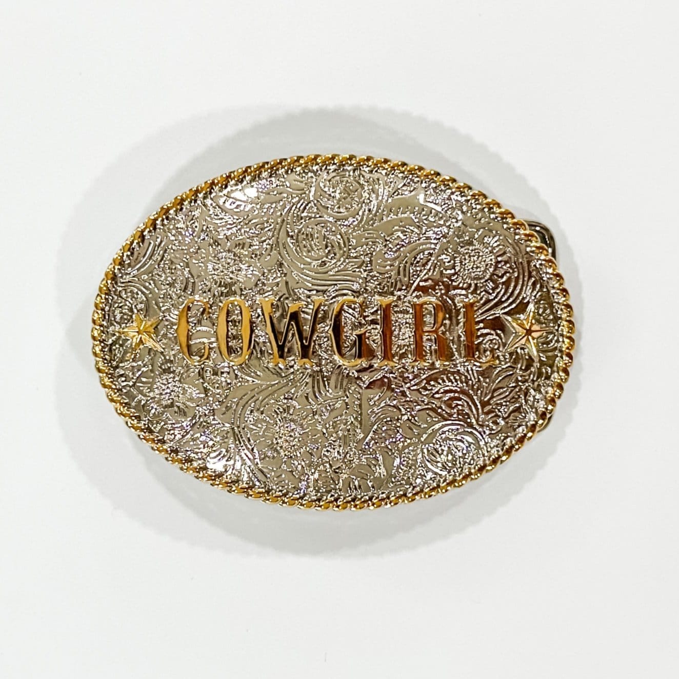 Cowgirl Silver and Gold Stars Belt Buckle by Bourbon Cowgirl