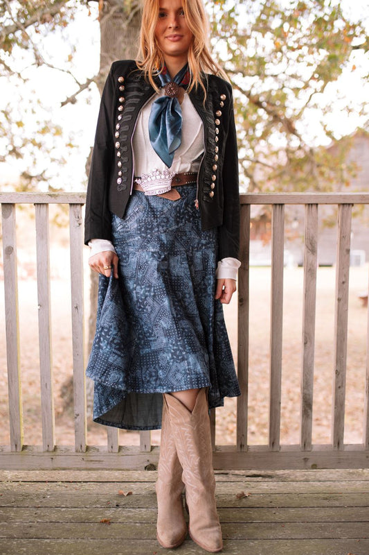 Denim Rose Skirt