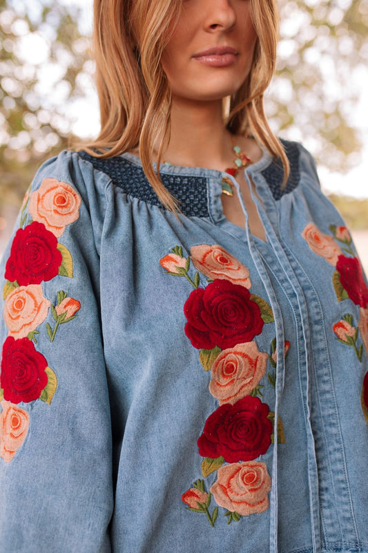 Denim and Rose Top