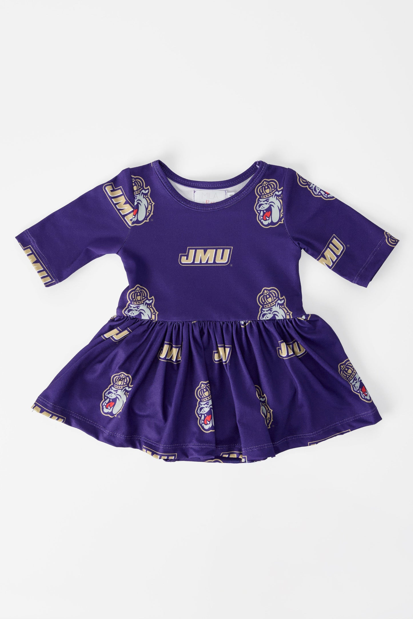 JMU Purple Duke Dog 3/4 Sleeve Twirl Bodysuit