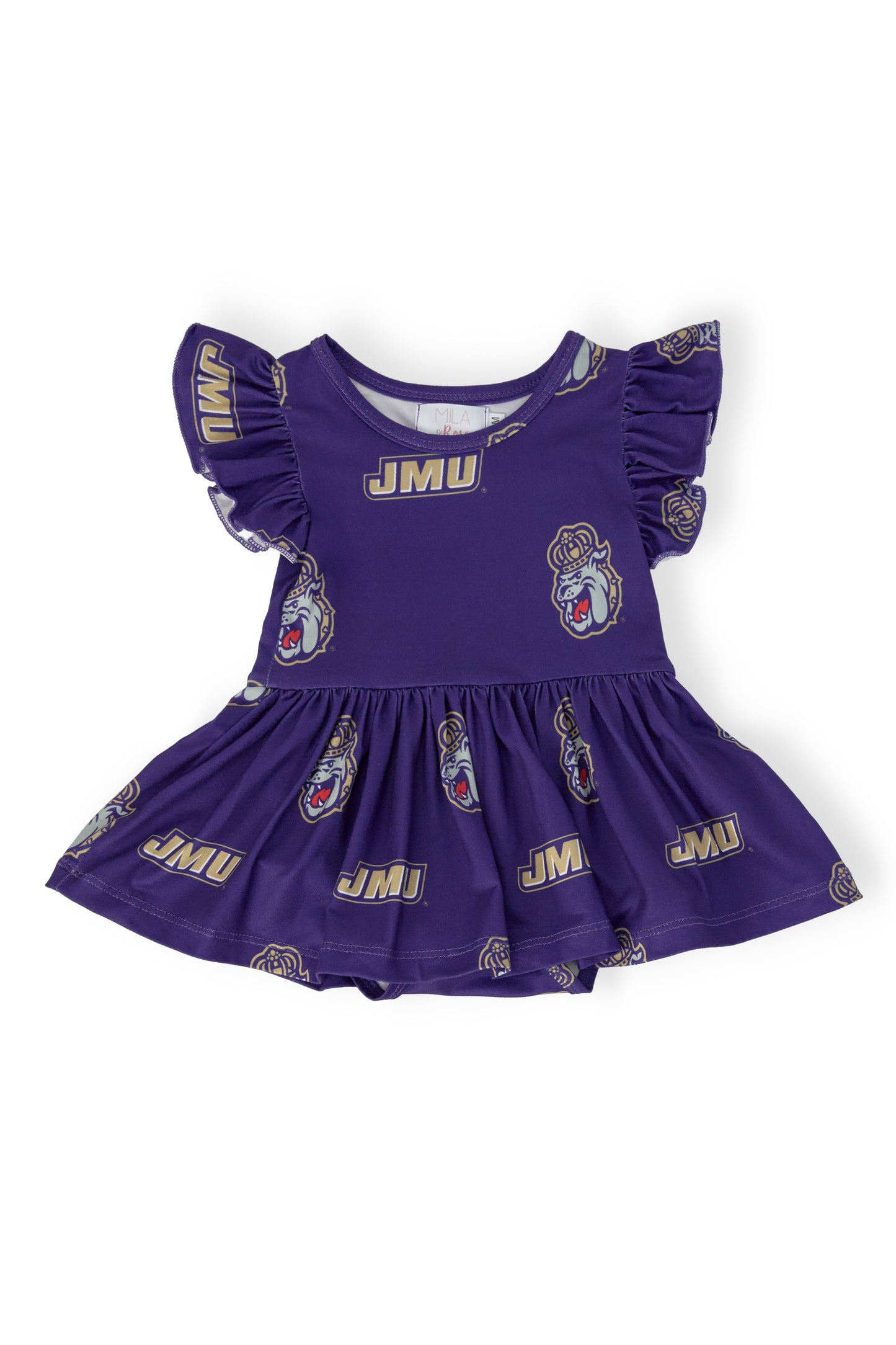 JMU Purple Duke Dog Flutter Twirl Bodysuit