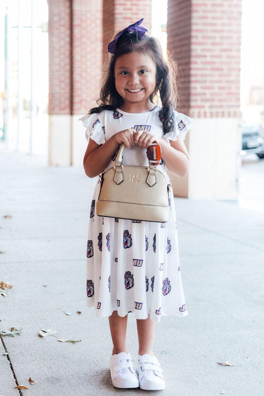 JMU White Duke Dog Flutter Twirl  Dress
