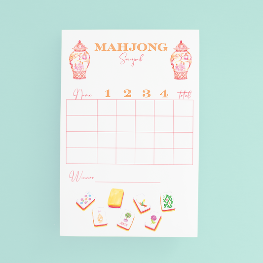 Mahjong Scorecard Pad - Sunset Tiles