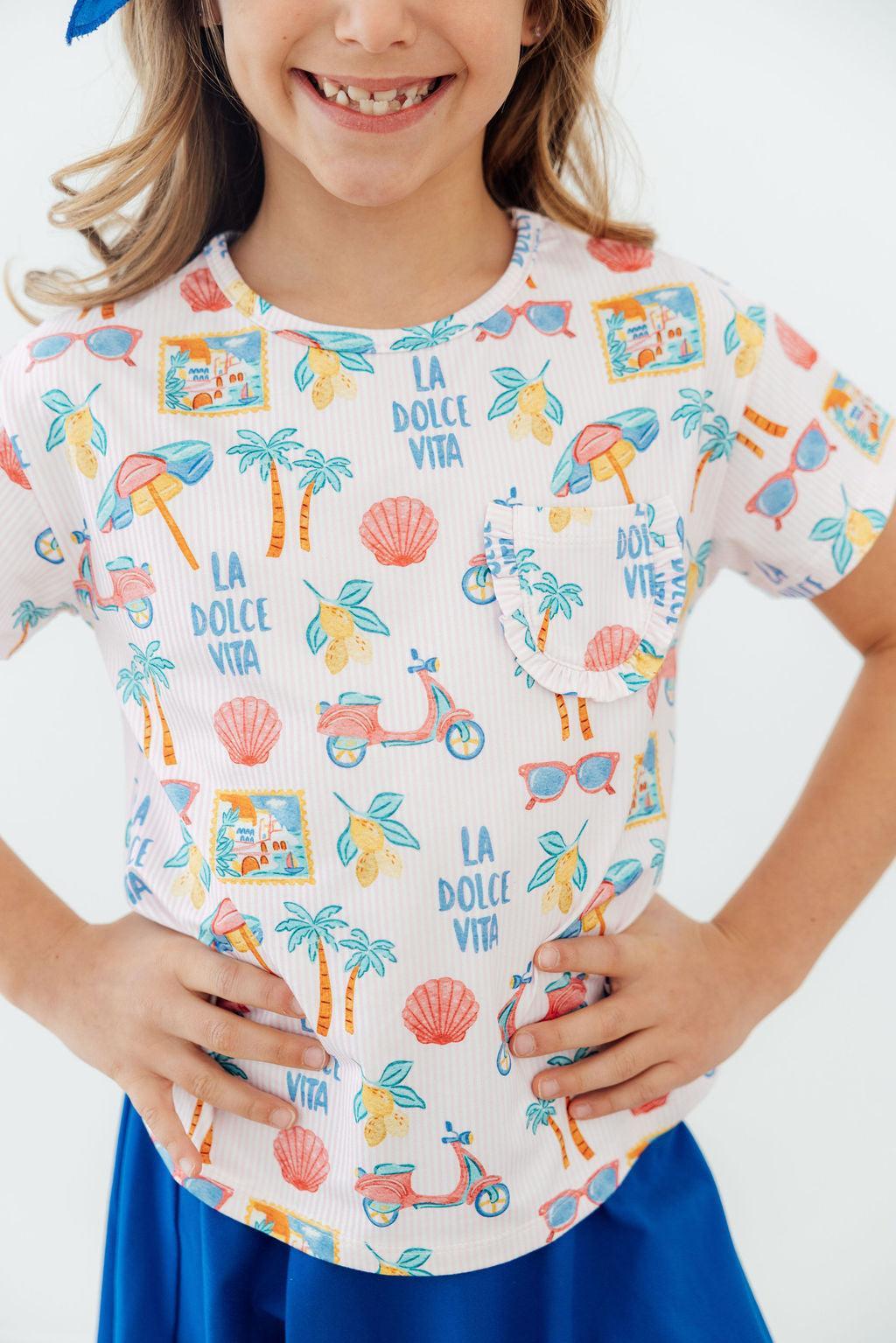 La Dolce Vita Ruffle Pocket Tee