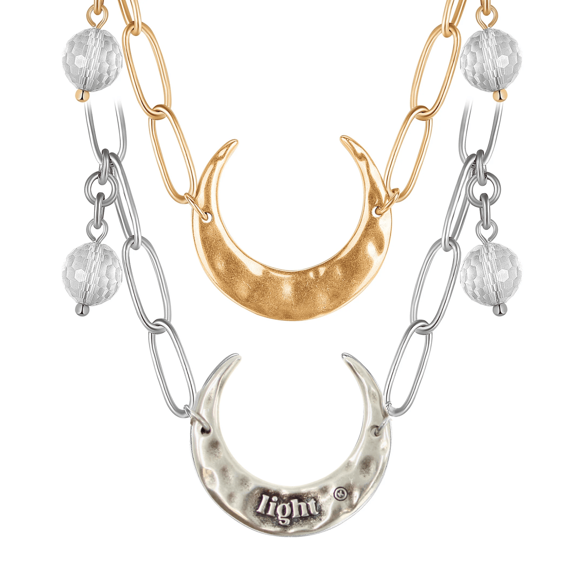 Light Crescent Moon Long Chain Necklace
