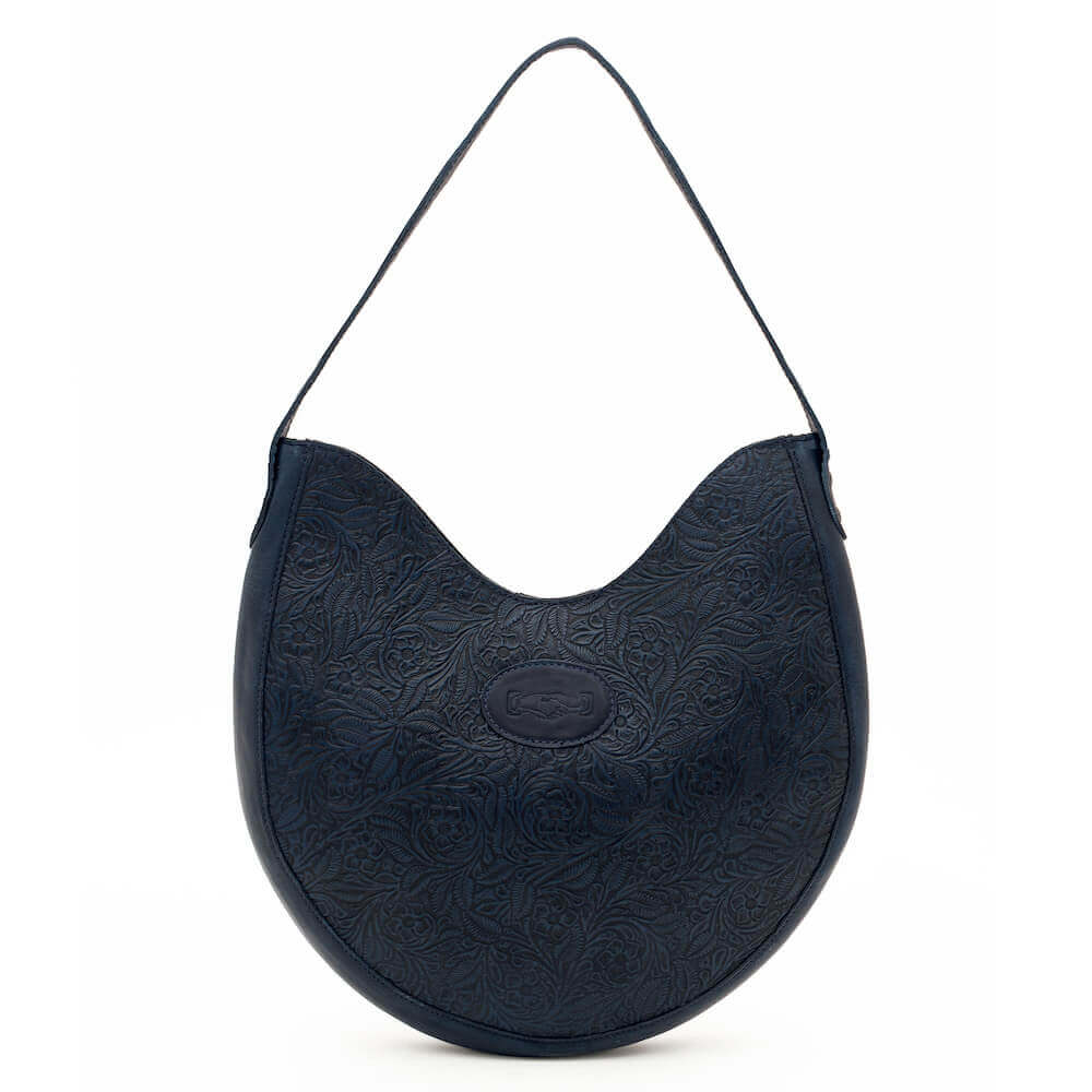 Tooled Leather Hobo Bag