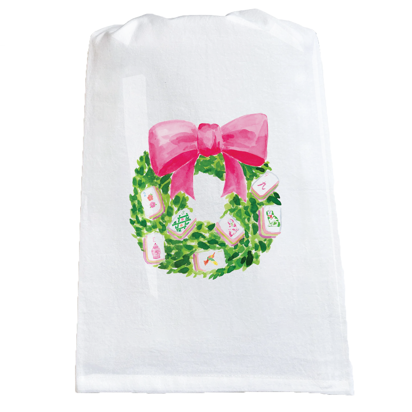 Mahjong Wreath Tea Towel