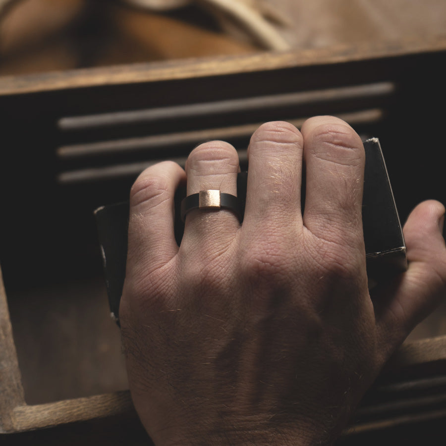 Gunmetal 7mm 14kt Rose Gold Barrel Band