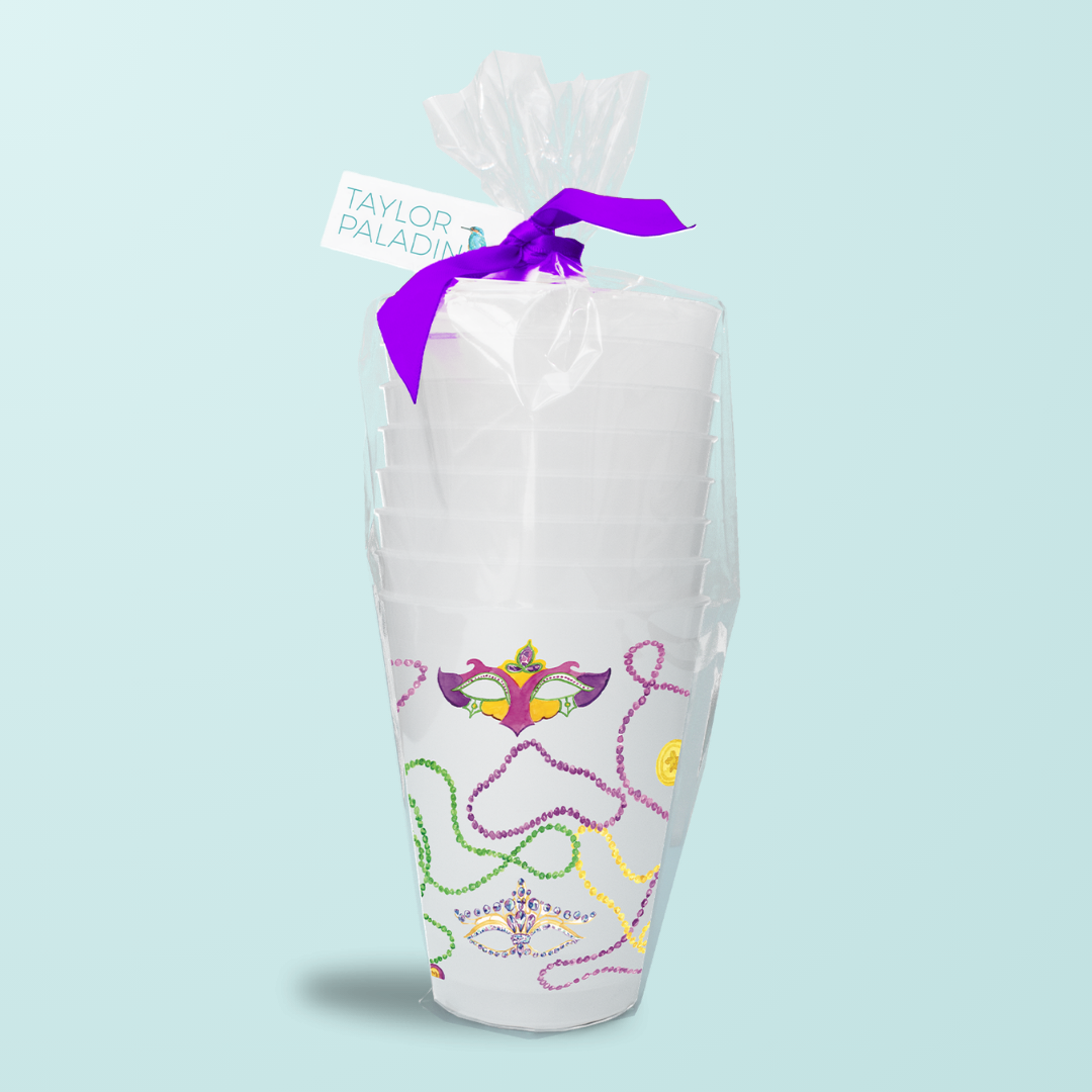 Mardi Gras Beads Frosted Cup