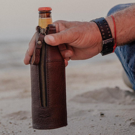 Campaign Leather Bottle Koozie