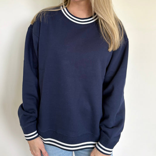 Navy Oversized Varsity Crew