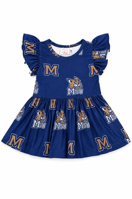 Montana State University Blue Bobcat S/S Flutter Twirl Bodysuit