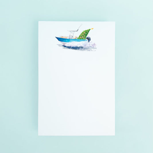 Christmas Fishing Boat Notepad