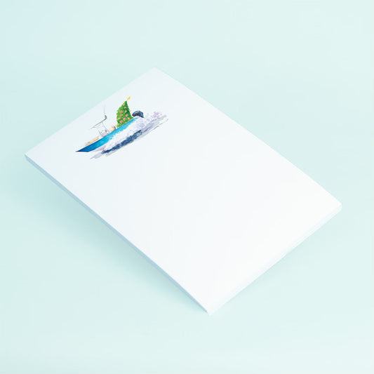 Christmas Fishing Boat Notepad