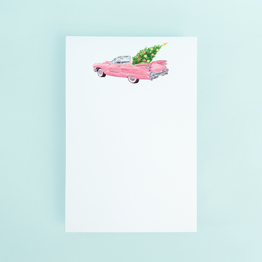 Pink Christmas Cadillac Notepad