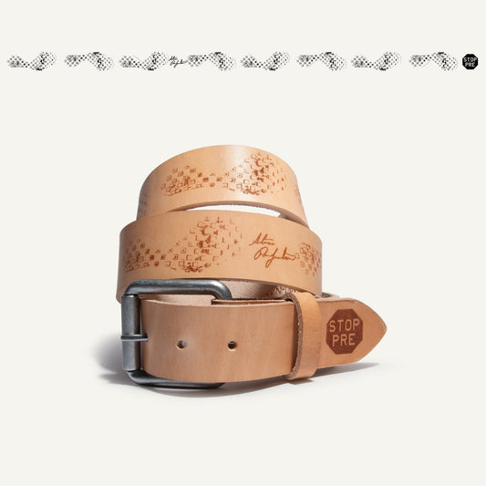 Waffle Shoe Print Leather Belt