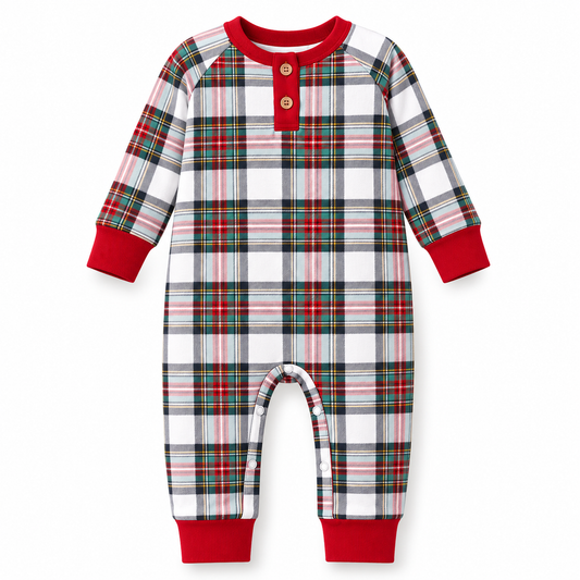 Christmas Plaid Henley Bamboo Romper