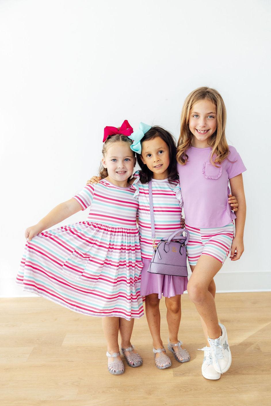 Pastel Stripes S/S Pocket Twirl Dress