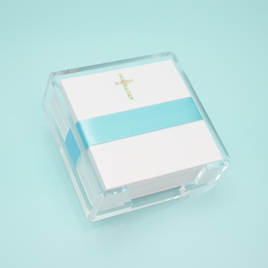 Floral Cross Square Desk Set