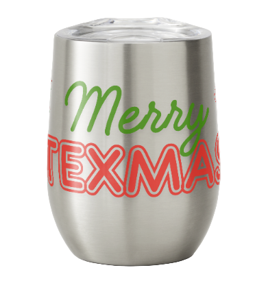 Merry Texmas Wine Tumbler - Silver