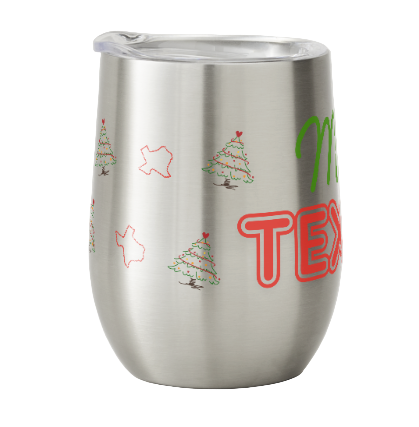 Merry Texmas Wine Tumbler - Silver