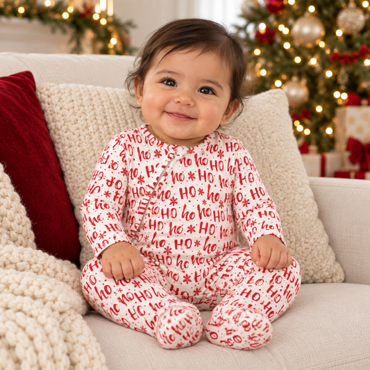 Christmas Ho-Ho-Ho Bamboo Baby Zipper Romper