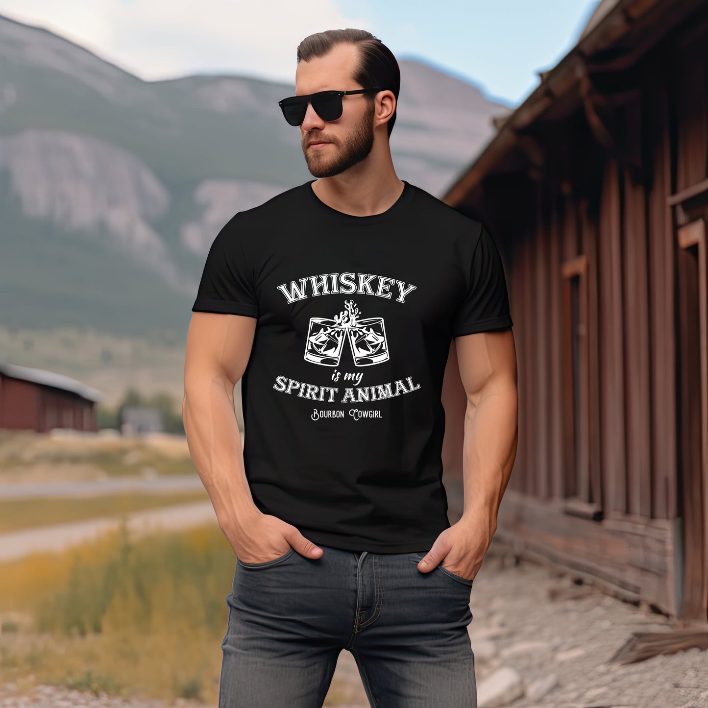 Whiskey Is My Spirit Animal Graphic Tee - Bourbon Cowgirl