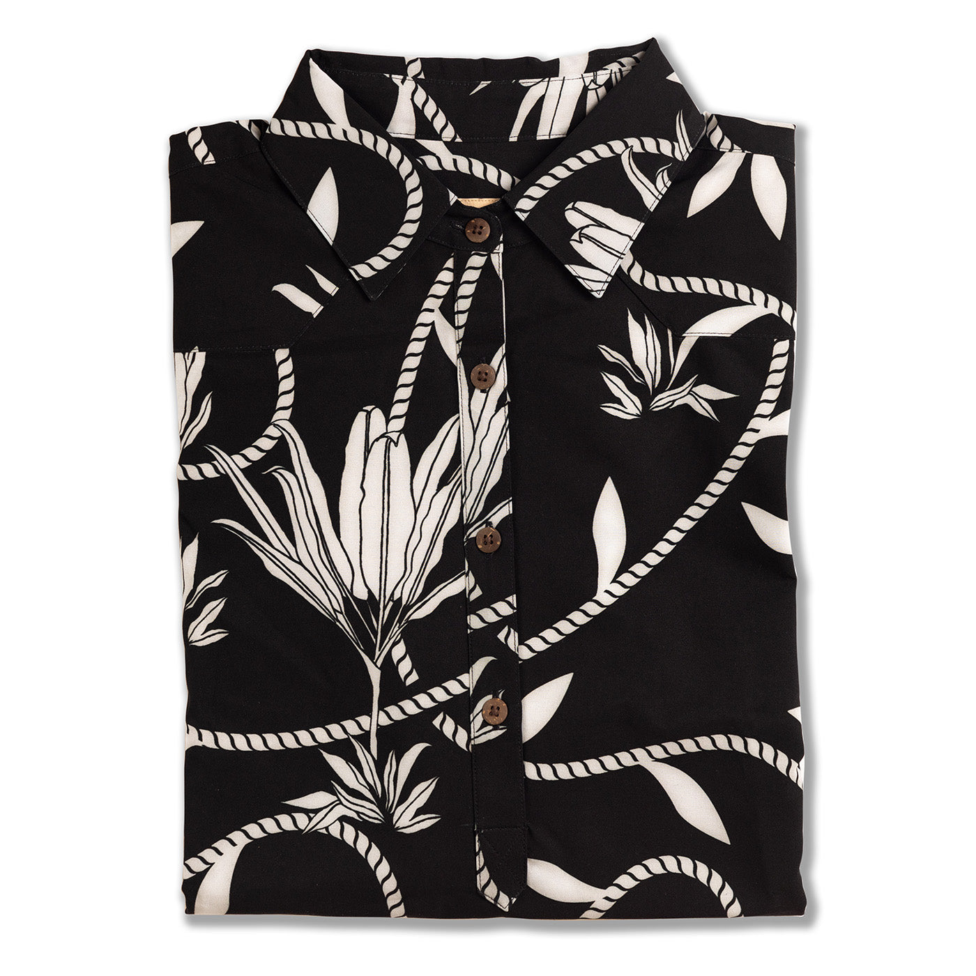 Placket Dress Recycled Poly Ti Leaf Pareu