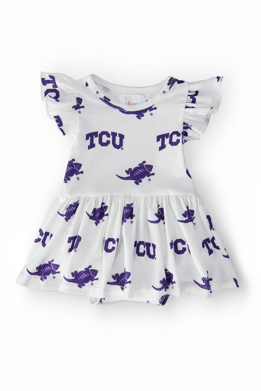 TCU White Frog Flutter Twirl Bodysuit