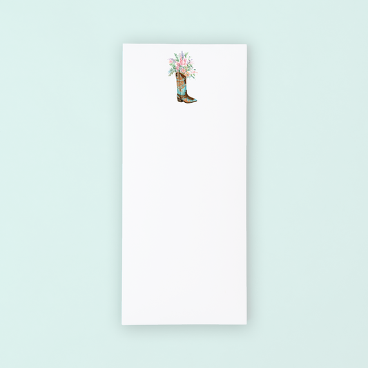 Blue Boot With Flowers  Lists Pad