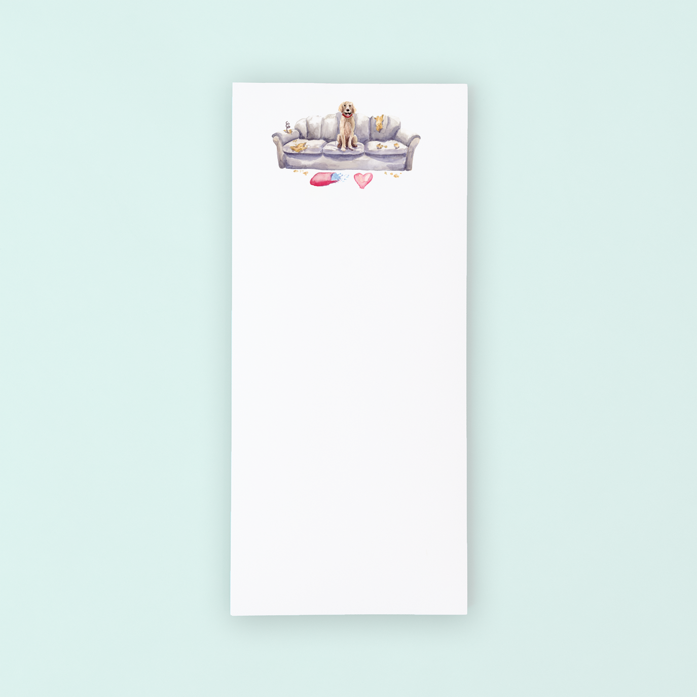 Dog on Couch Lists Pad