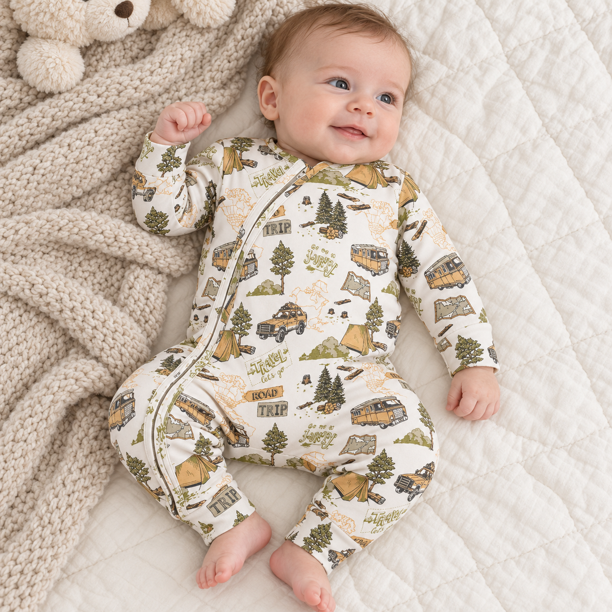 Trailblazer Bamboo Zipper Romper with Convertible Cuffs