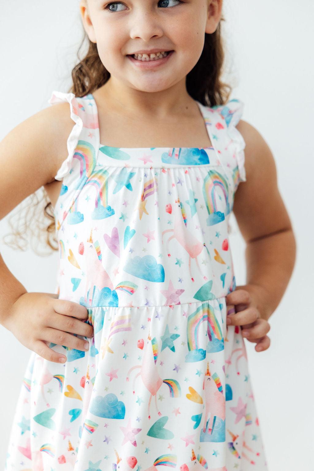 Unicorn Kisses Ruffle Cross Back Dress