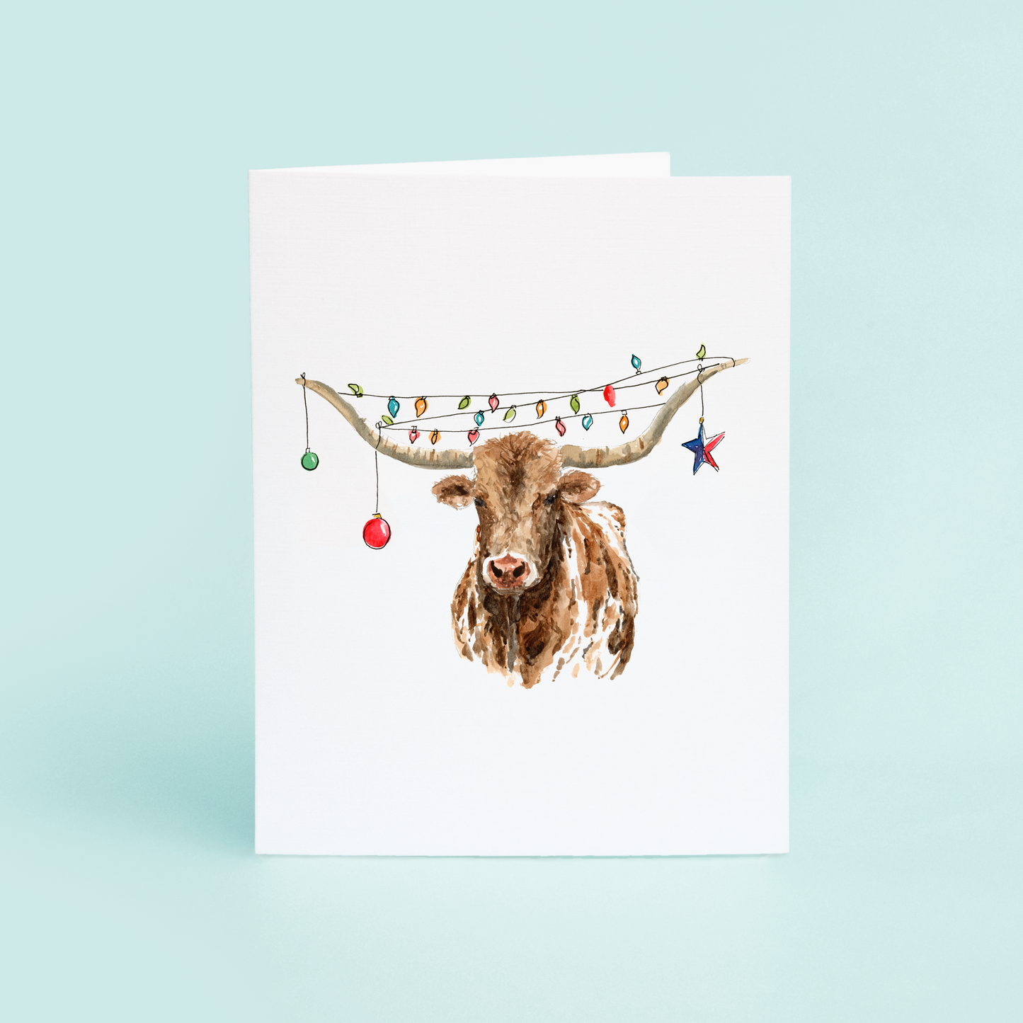 Texas Longhorn Christmas Card