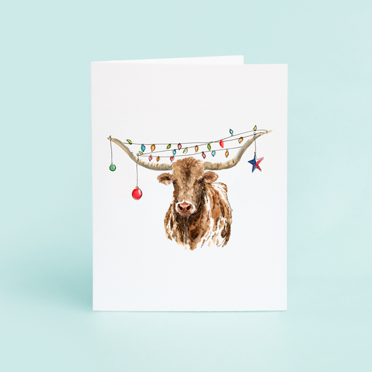 Texas Longhorn Christmas Card