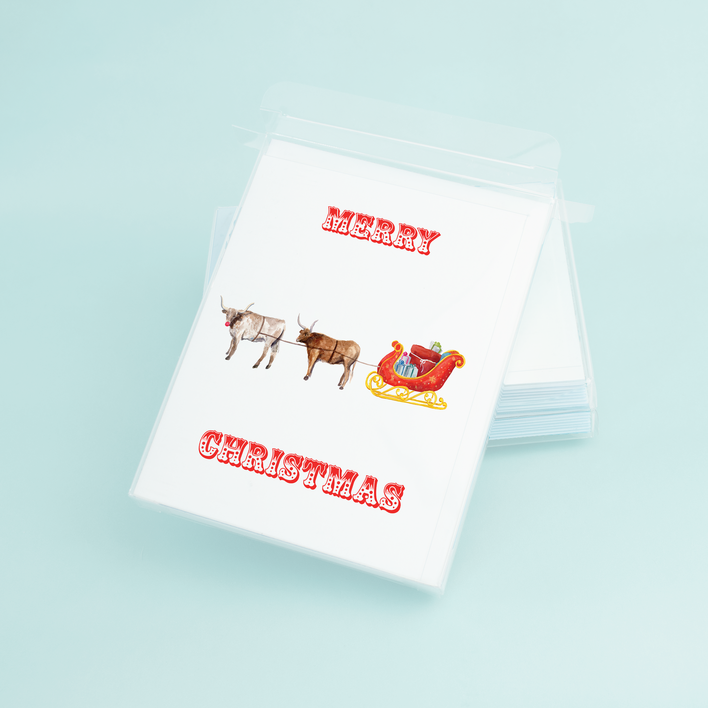 Longhorns Pulling Sleigh