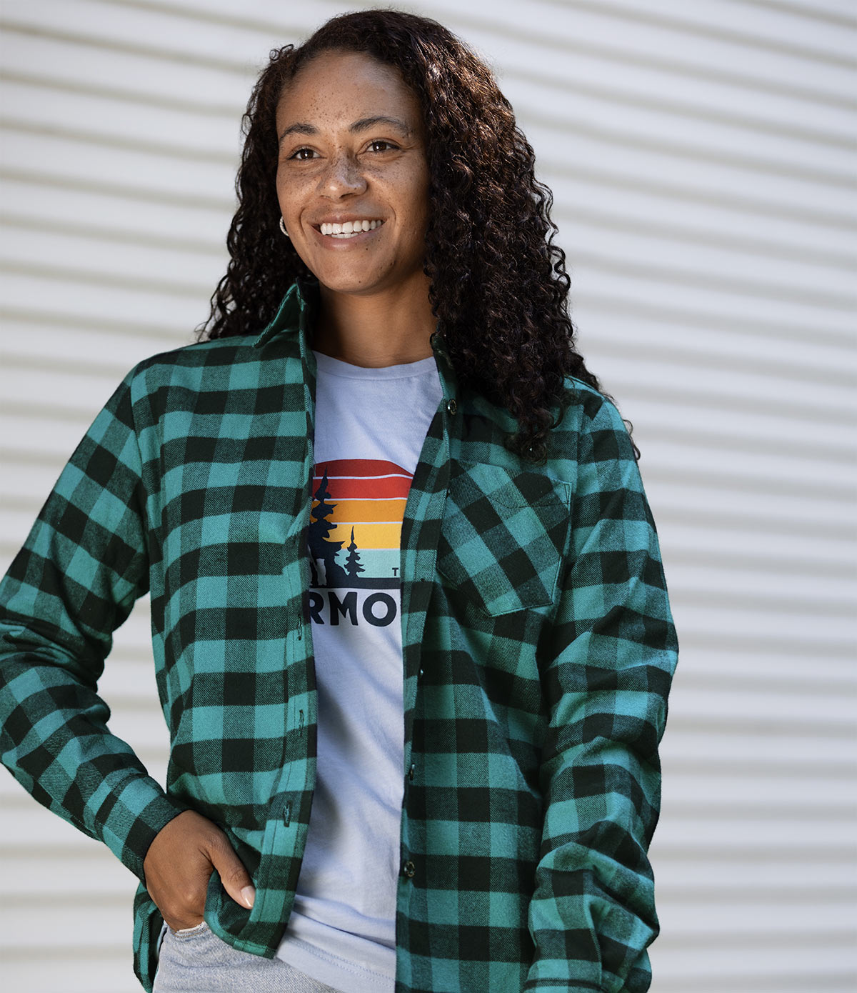 Women's Classic Flannel Shirt - Green Buffalo