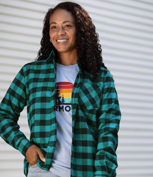 Women's Classic Flannel Shirt - Green Buffalo